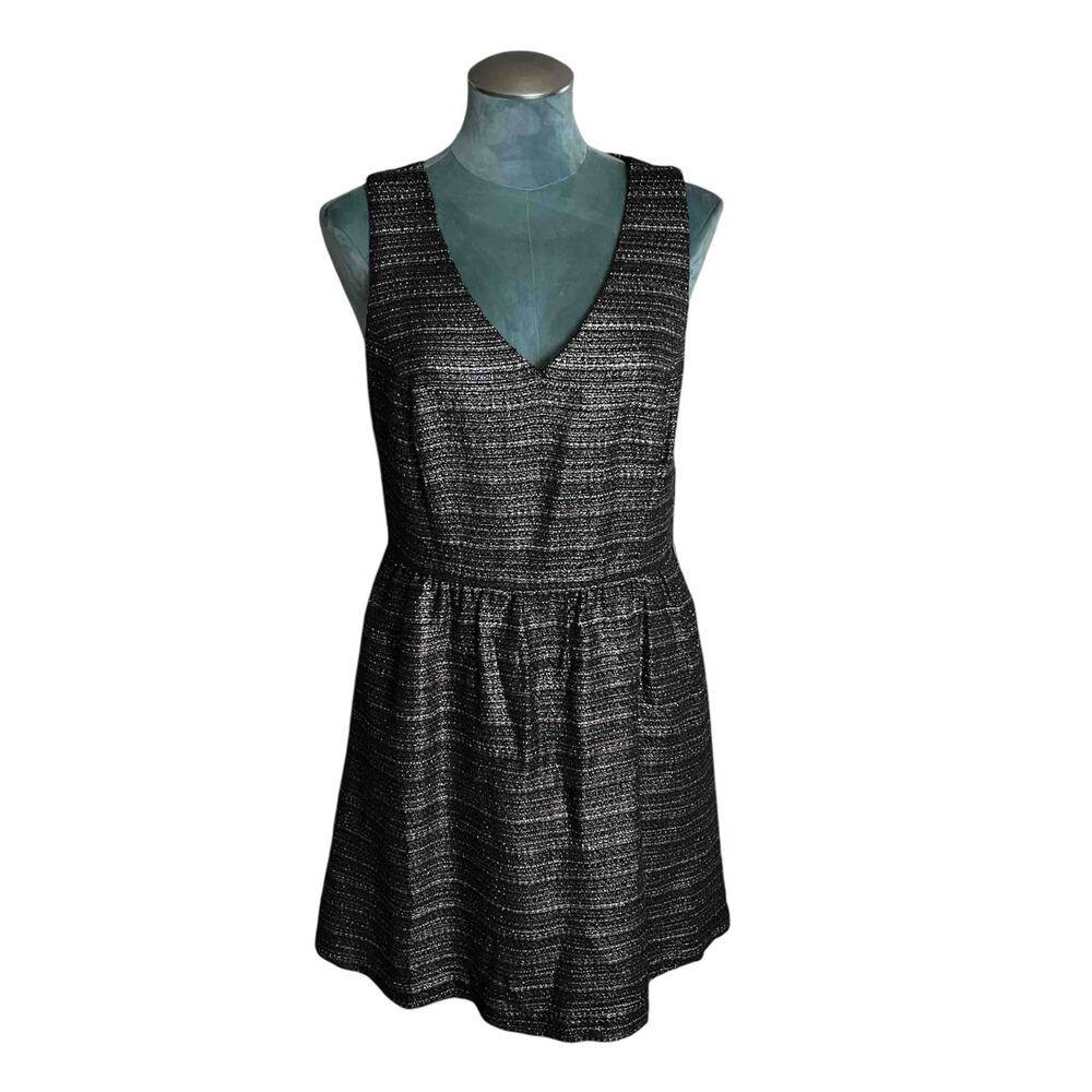 Womens Moulinette Soeurs Anthropologie Glissade Shimmer Tweed Dress Black Sze 12 - Picture 2 of 11